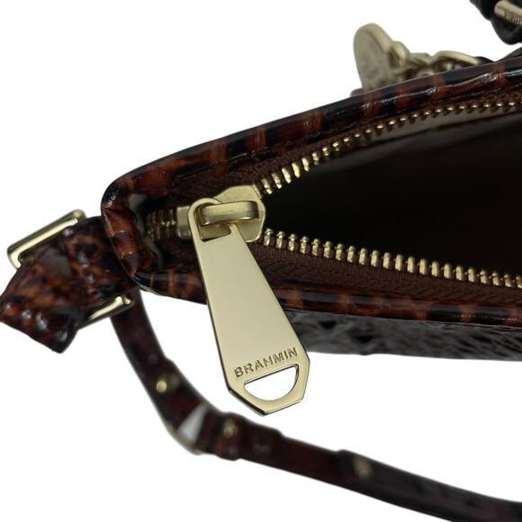 Brahmin Mini Asher Tote Satchel Bag Pecan Melbourne Brown Croc Embossed - Picture 11 of 11